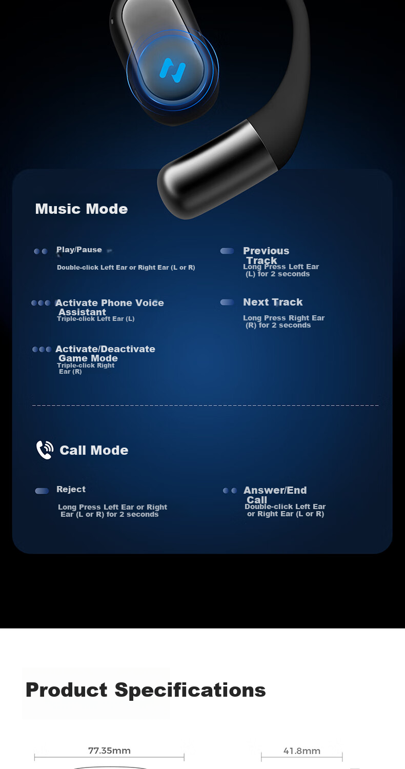 Havit Bluetooth Headphones, Over-Ear Open Design, Not In-Ear, Bluetooth 5.3 Wireless Sports Music Gaming Earphones, Compatible with Apple Huawei Xiaomi OPPO Phones, OPEN Air Black 11