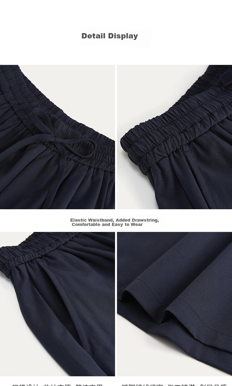 Giordano Women's Casual Shorts, Summer New Style, Pleated Lightweight Pants, Elastic Waist Wide-Leg Shorts for Women, 05405308 19