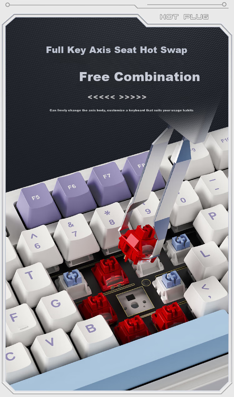 AJAZZ AK980V2 Tri-Mode Wireless Mechanical Keyboard with 10,000mAh Battery, Gasket Full Hot-Swappable 97 Keys 2U0 Knob TFT Color Screen RGB Blackberry Pink Maillard Switches 8