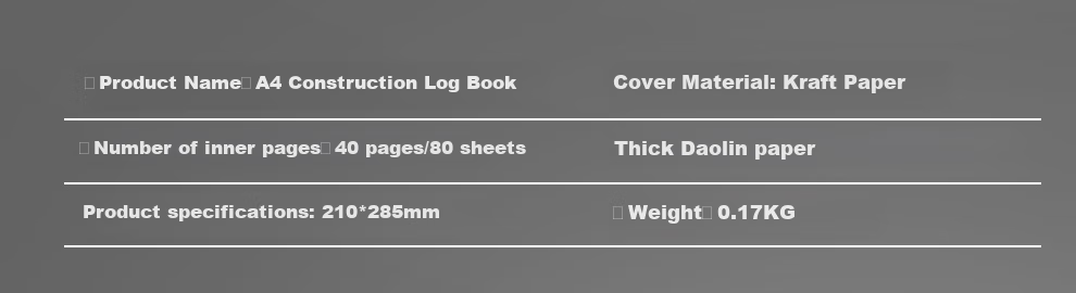 Jiaranheng 5-Pack A4 Large Construction Log Notebook, Building Site Diary, Work Progress Journal, Safety Construction Supervision Log, Engineering Manual, Customizable Notebook 3