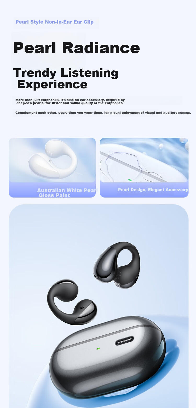 SoundPEATS Peat CC Pro Wireless Ear Clip Bluetooth Headphones, Open-Style Quick Charging, Dual Magnetic Custom Large Dynamic Driver, Cloud Comfortable Wear, Sports Bluetooth Headphones Gift, Beige 4