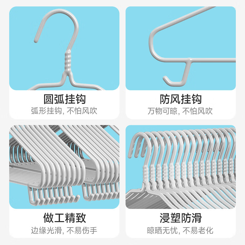 MARYYA Clothes Hangers, Adult Non-Slip Household Seamless Traditional Drying Hangers, Thickened Garment Hangers, Gray, 30 Pieces