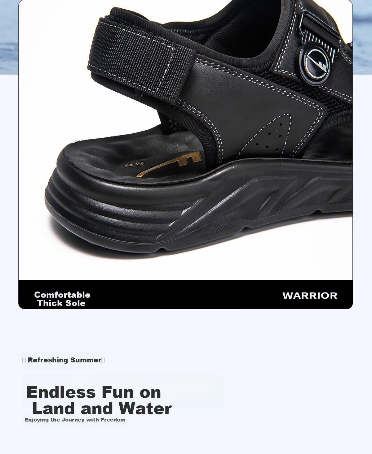 Warrior Men's Sandals Summer Breathable Versatile Thick-Soled Beach Shoes Fashion Sports Comfortable Casual Shoes Gray Black Size 41 10