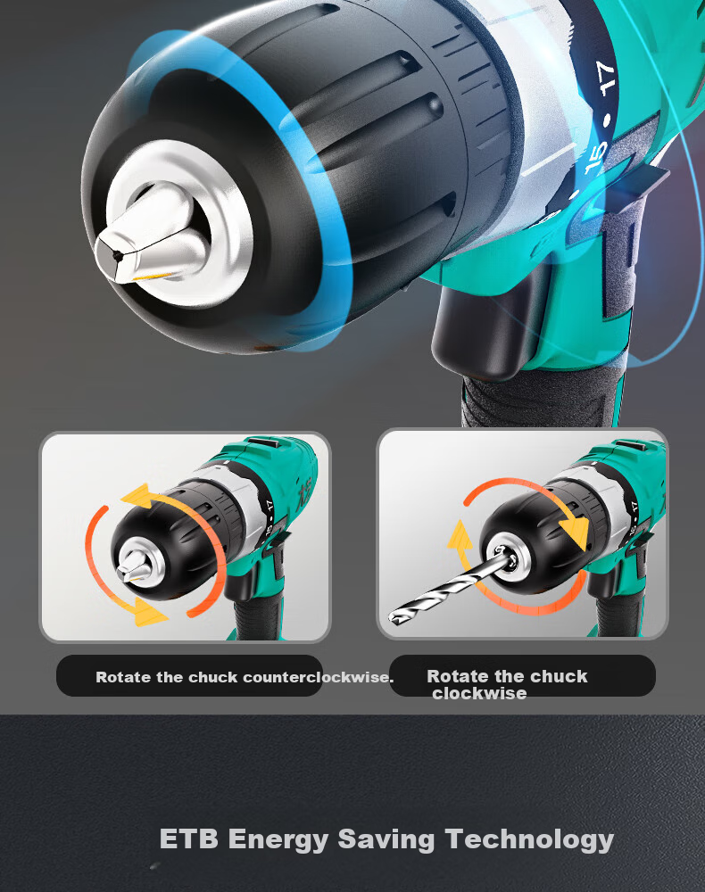 Dayi Electric Drill, Lithium Battery Handheld Drill, Pistol Drill, Rechargeable Multi-Functional Household Electric Screwdriver, Bare Tool 1028 12