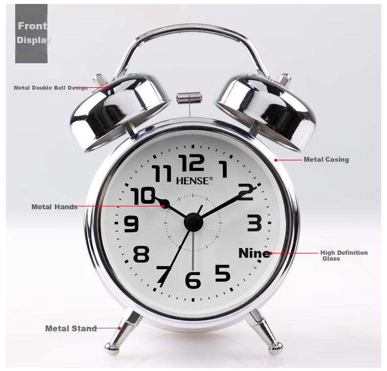 Hense Creative Alarm Clock for Students, Loud Volume Bedside Clock, Extra Loud Alarm for Lazy People, Desktop Hourglass Alarm HA17 Anchor 10