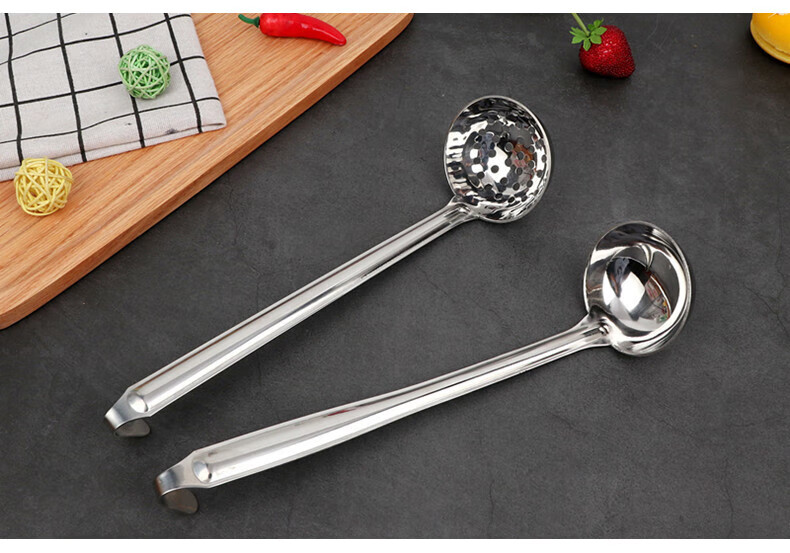Caitang Thickened Stainless Steel Hooked Soup Ladle Long Handle Soup Spoon Hanging Soup Ladle Small 7CM Jingcang 7