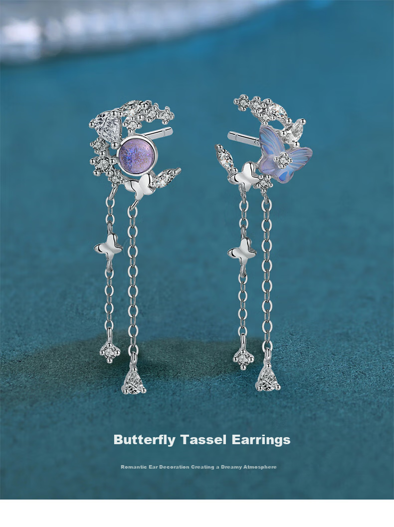 Dijing 925 Silver Earrings for Women without Ear Holes, Bone Stud Earrings, Clip-On Tassel Earrings, No Ear Holes Required, No Piercing Needed 1