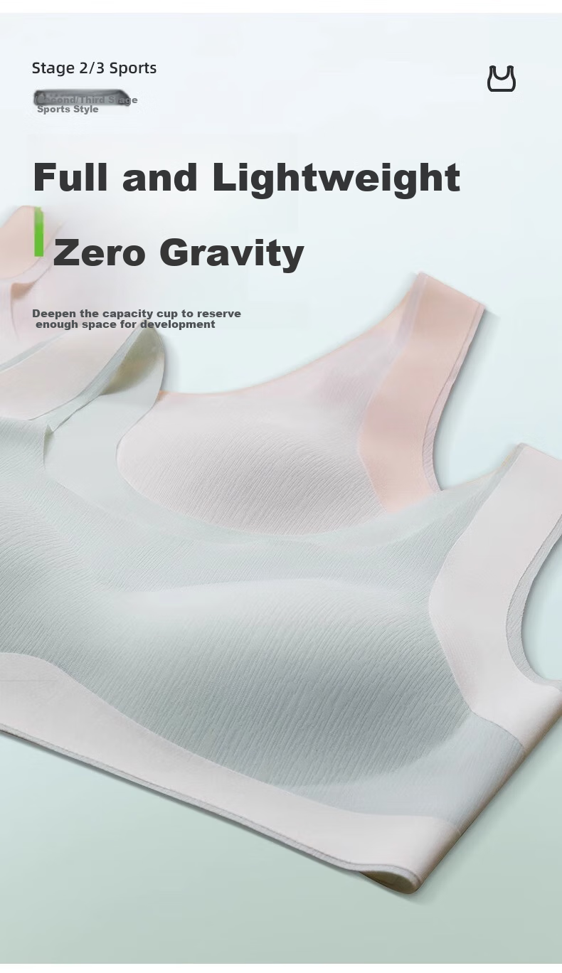 GUJIN 2-Pack Girls' Bra, Spring And Summer Seamless, for Middle And High School Students in Puberty, Underwire Bra, Posture-Correcting, Shock-Absorbing, Thin Sports Bra, L 15
