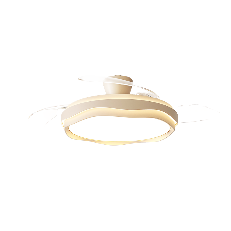 Kuka LED Cream Style Invisible Ceiling Fan Light for Living Room and Dining Room, Silent Ceiling Fan Lamp - Three Colors [Installation Included]