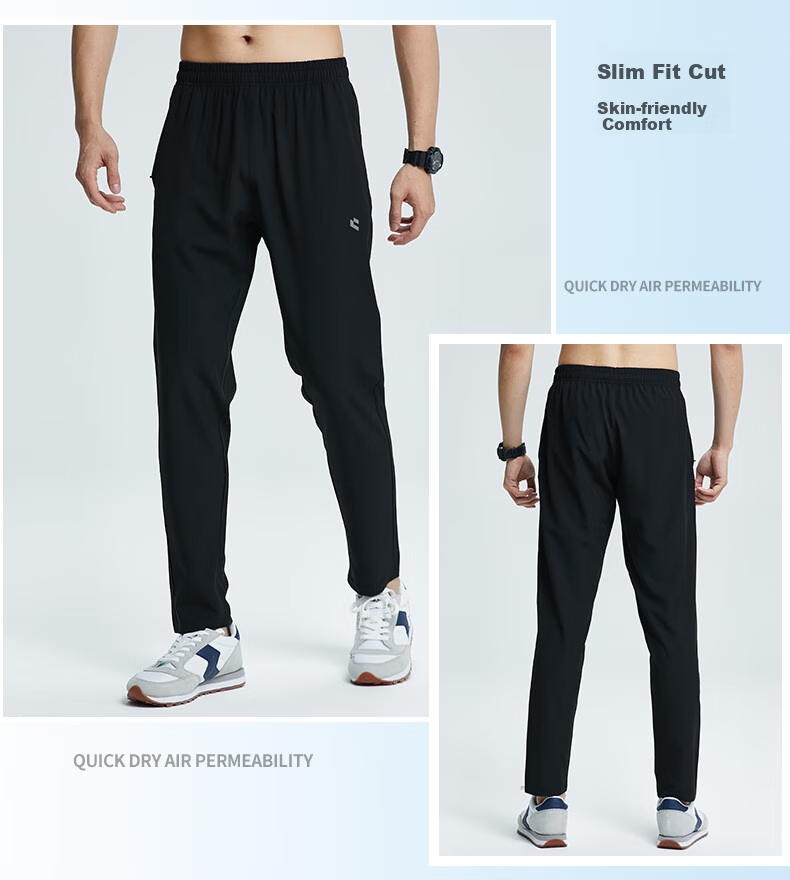 BURUITE Men's Summer Sports Pants Ice Silk Quick-Dry Lightweight Casual Fitness Running Loose Cropped Woven Pants for Physical Exam 8