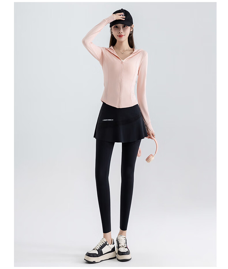 LangSha Shark Skirt Yoga Pants for Women, Spring And Summer Wear, Slimming Effect, Fake Two-Piece Design, Fitness Workout Leggings with Skirt Integrated Skort 4
