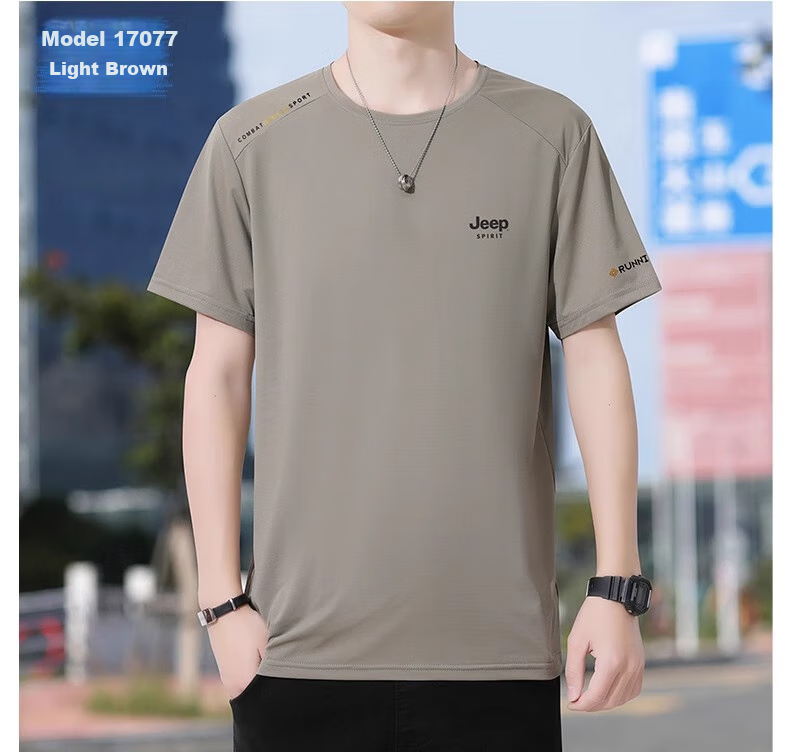 JEEP SPIRIT Men's Short-Sleeve T-Shirt, Summer Lightweight Ice Silk Quick-Dry Top, Large Size Athletic Round Neck Shirt, Black, 2XL 12