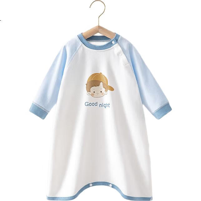 Beitaisi Baby Spring And Autumn New Cotton Pajamas, All-Season Infant Nightgown, Anti-Kick Blanket, Belly Protection, Cold Prevention Sleepwear