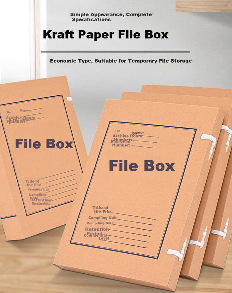 Taidang File Box, A4 Standard Mixed Paddle Kraft Paper Document Box, Domestically Produced, 500g, Side Width 40mm, Economical Type [10 Pieces] TA01011 1