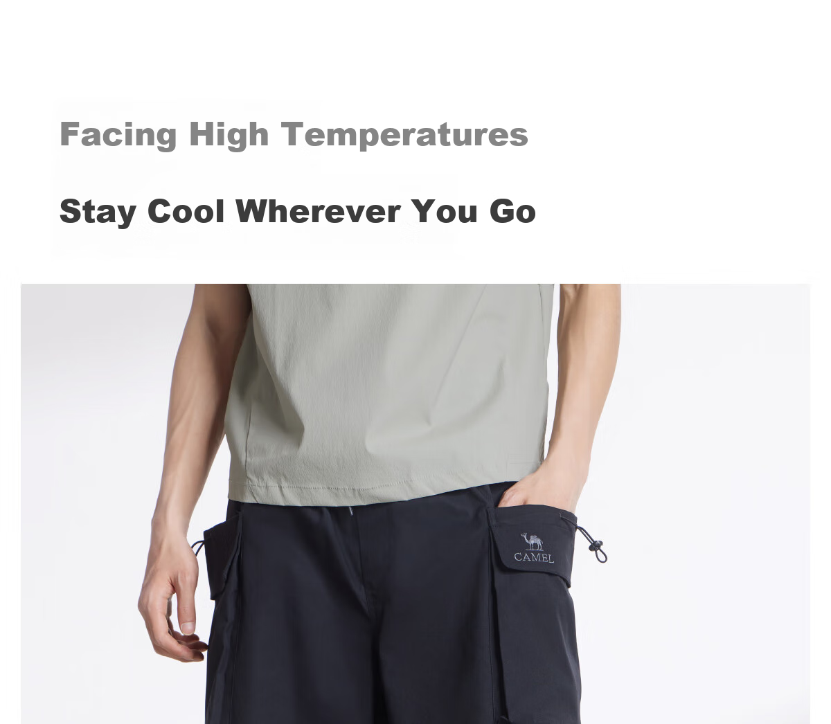 CAMEL Men's Spring And Summer New Cool Casual Workwear Loose Straight-Leg Shorts with Elastic Large Pockets M15BAWI002 8