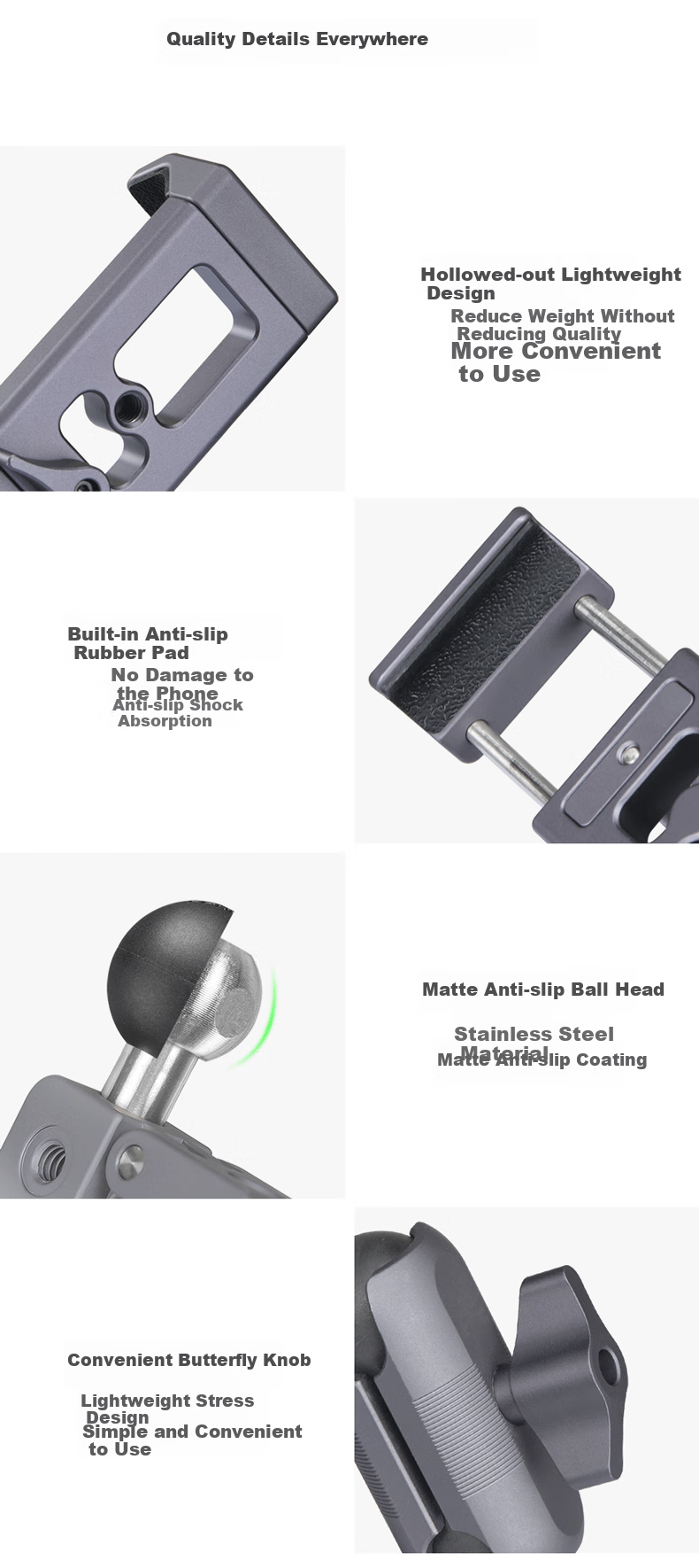 FANAUE FANAUE Metal Motorcycle Phone Holder, Electric Bike Bicycle Riding Navigation Quick-Release Shockproof Bracket CPC-06T6F 8