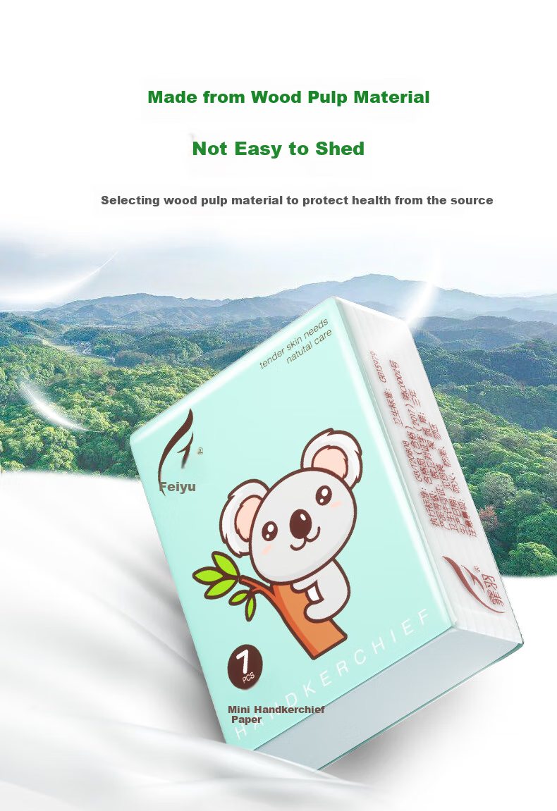 Feiyu Handkerchief Tissue Paper, Unscented, 4-Ply, 7 Sheets * 18 Packs, Facial Tissues, Small Pack Napkins, Toilet Paper, Portable And Personal Use 4