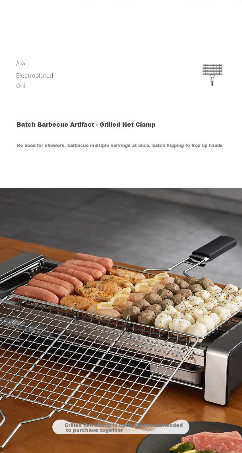 Fastee Electric Grill PLUS Version Accessories: Multi-Functional Grilling Tongs, Fish Grilling Tongs, Barbecue Tongs, Vegetable Grilling Tongs 5