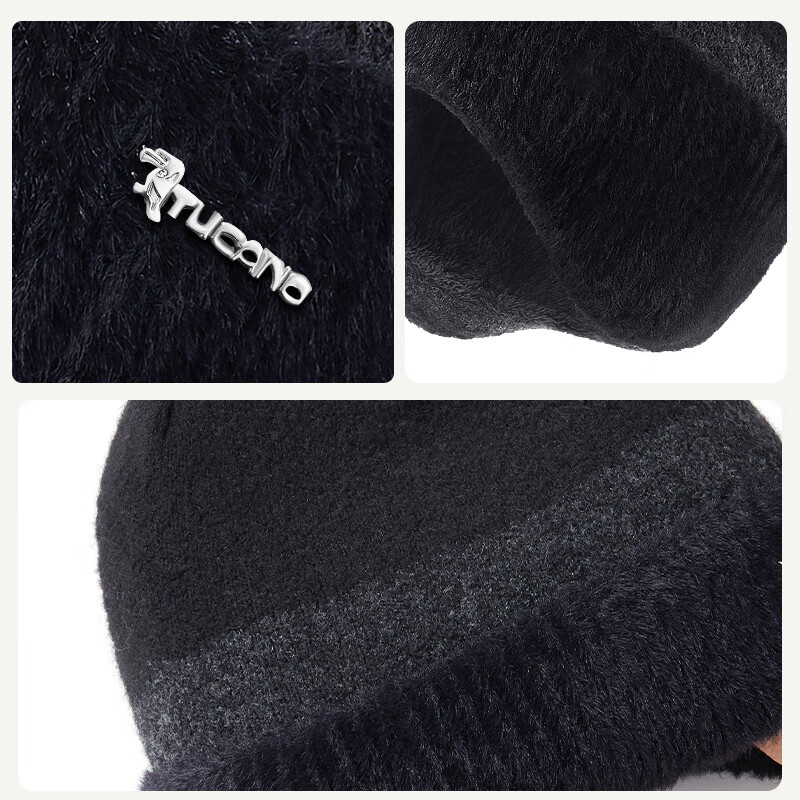 TUCANO Men's Winter Wool Knit Hat Fleece Lined Warm Versatile Loose Fit Large Head Size Slimming Face Wool Blend Beanie