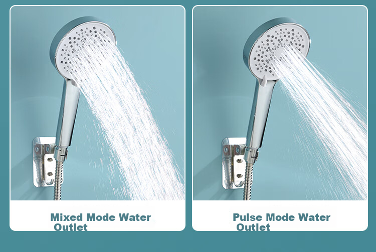 BSITN Constant Temperature Shower Head Complete Set with Smart Thermostatic Mixing Valve, Shower Faucet, Bathroom Pressure-Increasing Shower Head, Bright Silver 1390 5