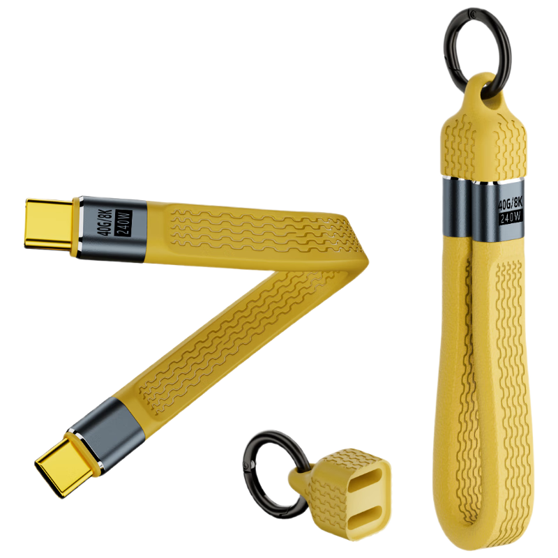 Smorss Data Cable, Type-C Full-Function Ctoc Compatible with Thunderbolt 4, Dual-Head Short Cable, 240W Fast Charging, 40Gbps High-Speed Transmission, PD3.1 Suitable for Phones, Computers, And Portable Hard Drives, Yellow