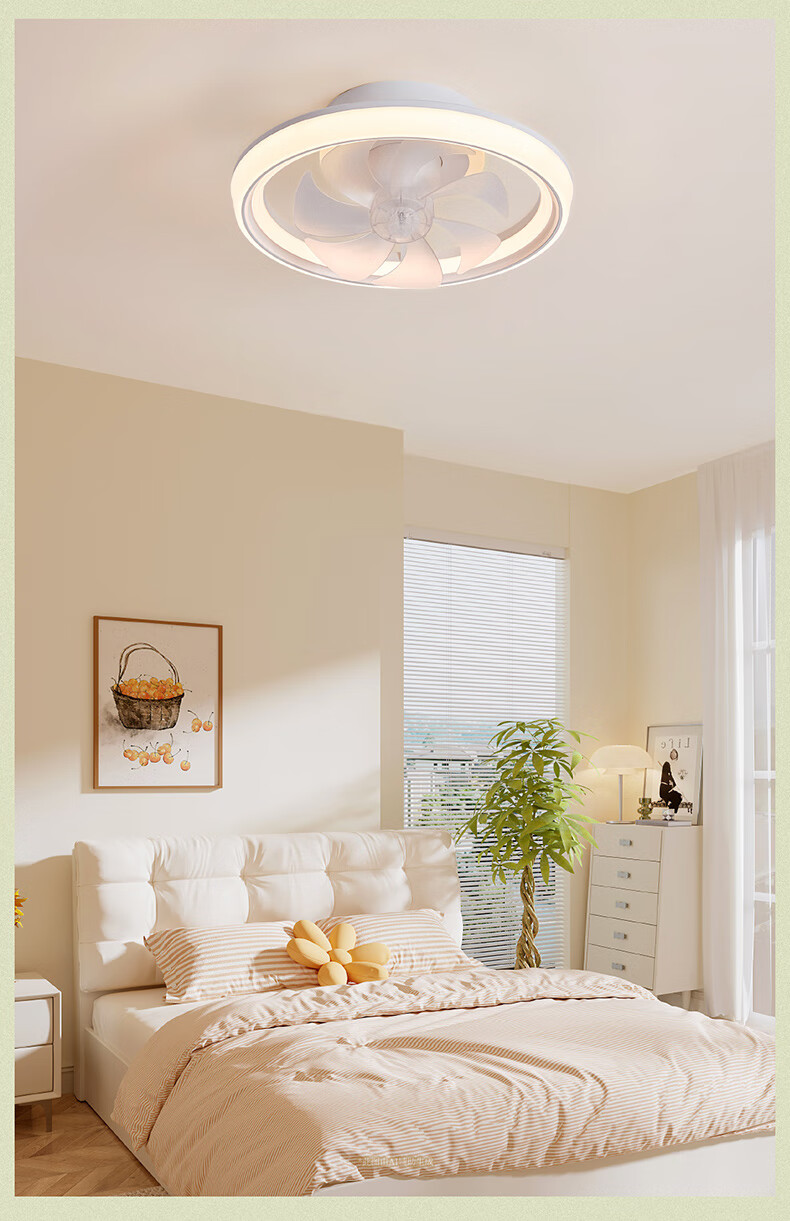 OPPLE Cream-Style LED Ceiling Fan Light, Bedroom Light, Kitchen Oscillating Full-Spectrum Light with Timer And Remote Control, Fengguang 16