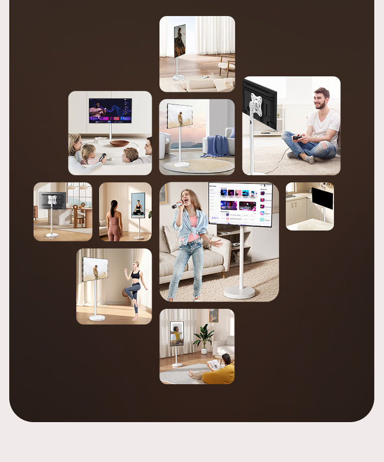 Enlip TV Mobile Stand 360° Rotatable Vertical and Horizontal Screen Friend Machine Stand 24-46 Inch Monitor Stand Movable Floor Cart Live Streaming Projection Mount Universal 19