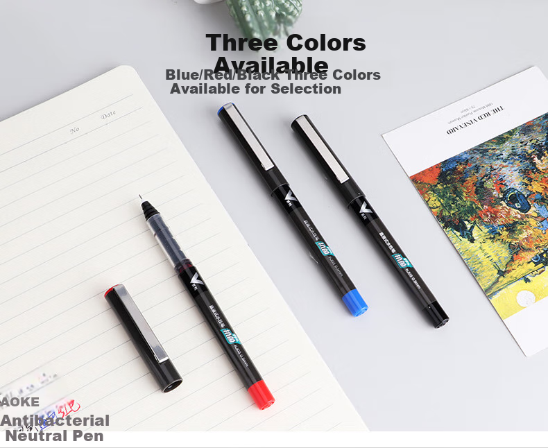 BAOKE 6PC1931 Triangular Retractable Gel Pen, Stylish Student Exam Pen with ST Tip, Quick-Drying, 0.5mm, 6 Pens/pack, Random Pen Barrel Color 3