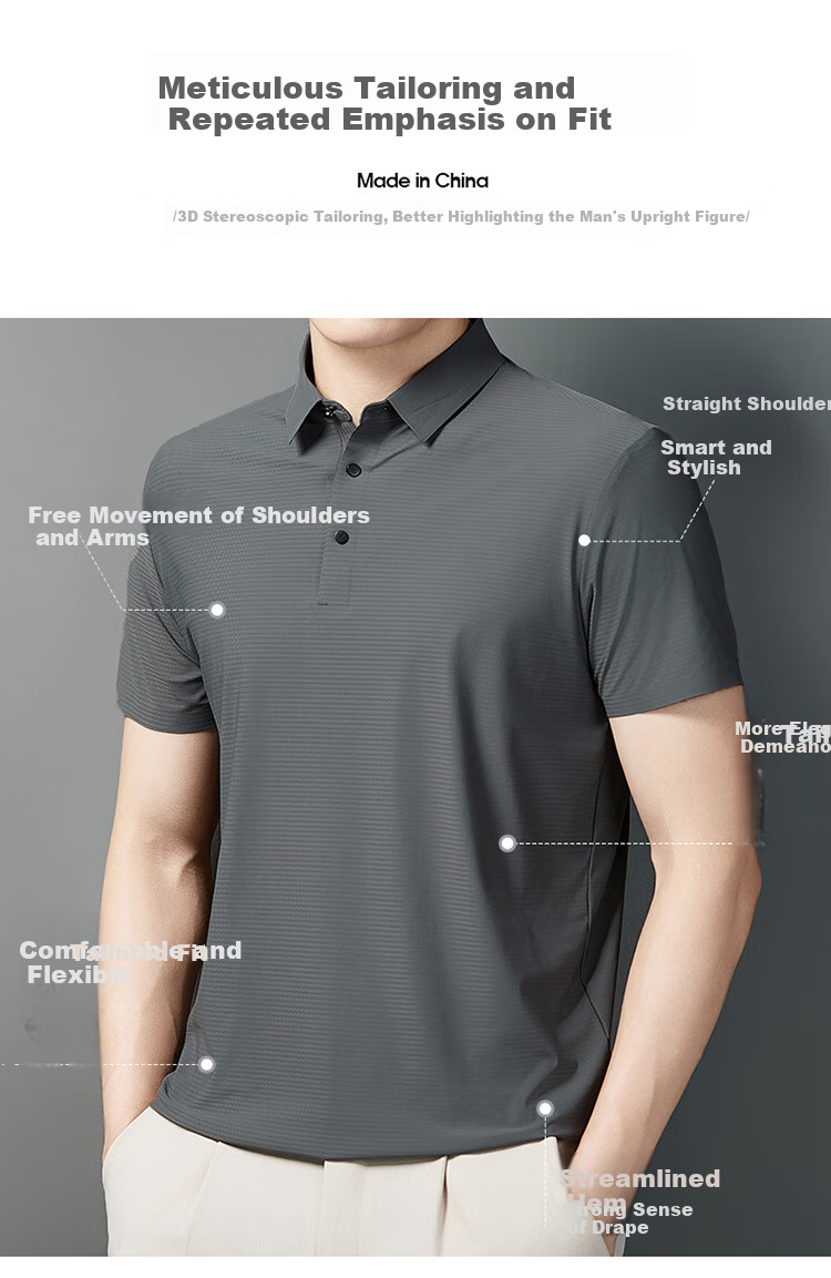 LangSha Polo Shirt for Men, Summer Sports T-Shirt, Loose-Fitting Cool Ice Silk Collar, Short Sleeve Fitness Running Father's Day Gift 7