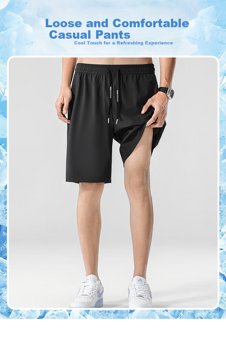 MiiOW Ice Silk Shorts for Men, Summer Pants, Tech Sun Protection Breathable Running Six-Proof Quick-Dry Basketball Five-Point Shorts for Me 7