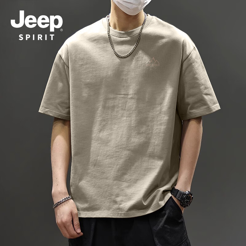 Футболка JEEP SPIRIT мужская хлопковая с коротким рукавом, летняя в стиле ретро, 220 г/м², свободный крой