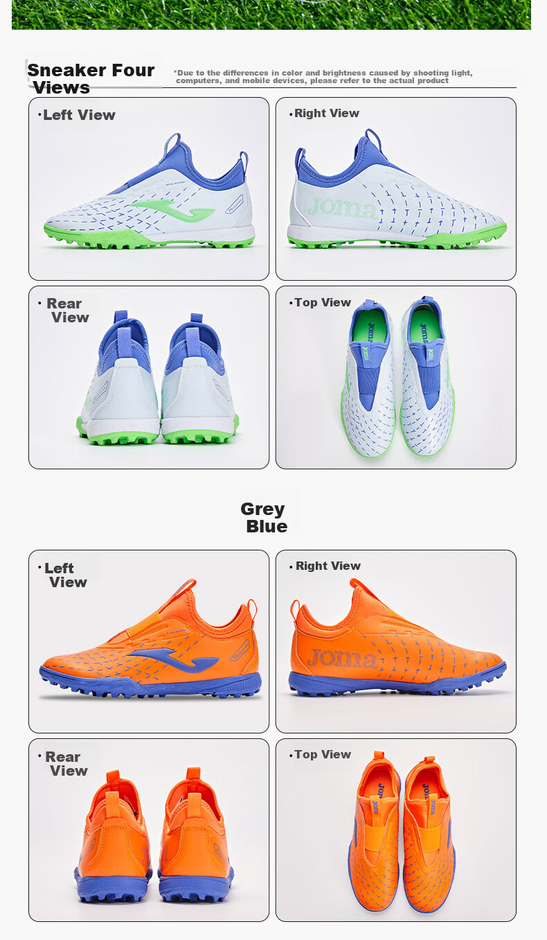 JOMA Children's Soccer Cleats with TF Studs, Non-Slip And Wear-Resistant, for Youth And Elementary School Students, Competition And Training Shoes, Light Blue And White, Size 33 10