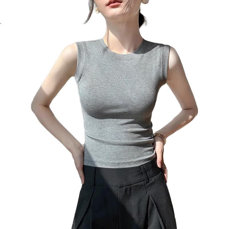 NOME Women's New Ribbed Slim-Fit Turtleneck Tank Top, Suitable for Layering Or Wearing As Outerwear, Dark Gray, Size M
