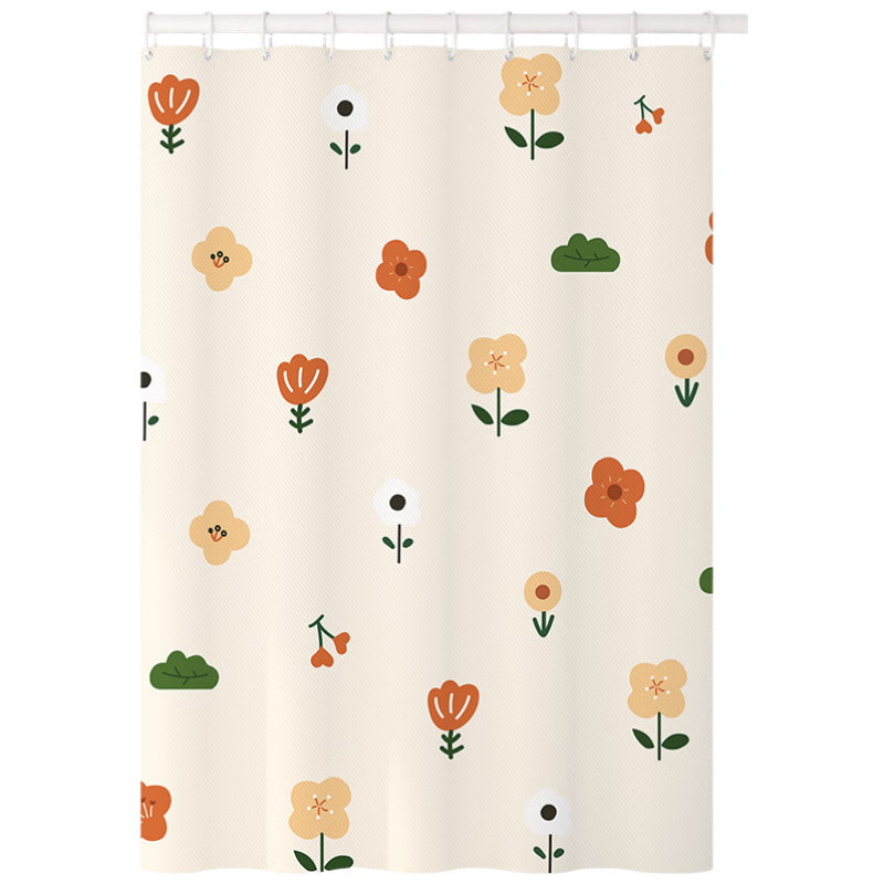 Visitor Shower Curtain Premium Thickened Polyester Waterproof Bathroom Partition Curtain Colorful Flowers 1.8-2m with Hooks