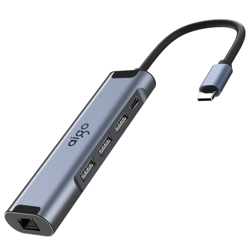 Aigo Type-C to RJ45 Ethernet Adapter, 100Mbps Wired Network Card, Network Cable Converter, Laptop Docking Station, USB-C Hub, Expansion Dock R03C (Metal)