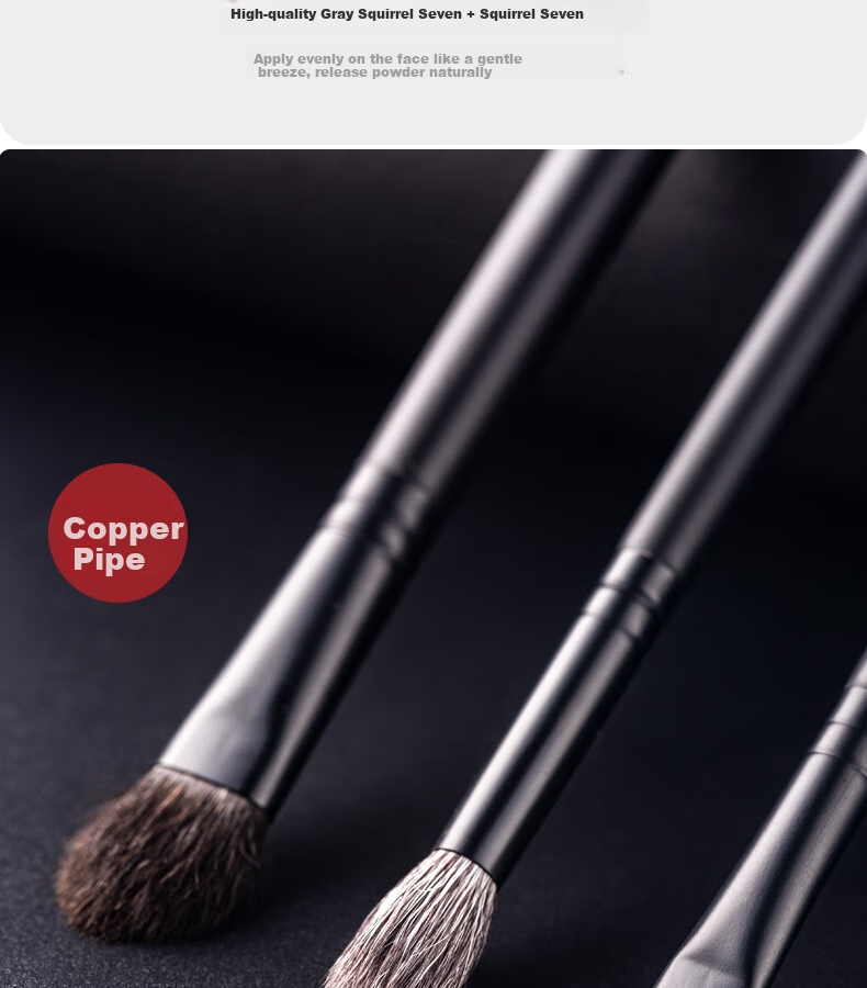 AOLANLA Premium Gray Mouse Hair Makeup Brush Set, 9 Pieces, All Animal Hair Beauty Tools Gift Box, Birthday Present for Wife 6