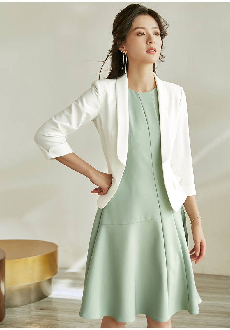 ROEYSHOUSE Women's Professional High-End Spring Suit Slim Fit Short Blazer 09363 White S 4