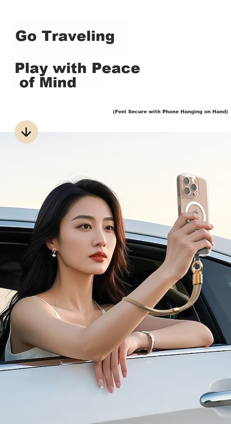 Pisen Phone Lanyard, Wrist Anti-Theft Anti-Loss Anti-Drop Strap with Clip Pad Patch, Adjustable Outdoor Accessory for Men And Women, Suitable for Apple 16 Huawei Mate 70 Xiaomi, Black 2