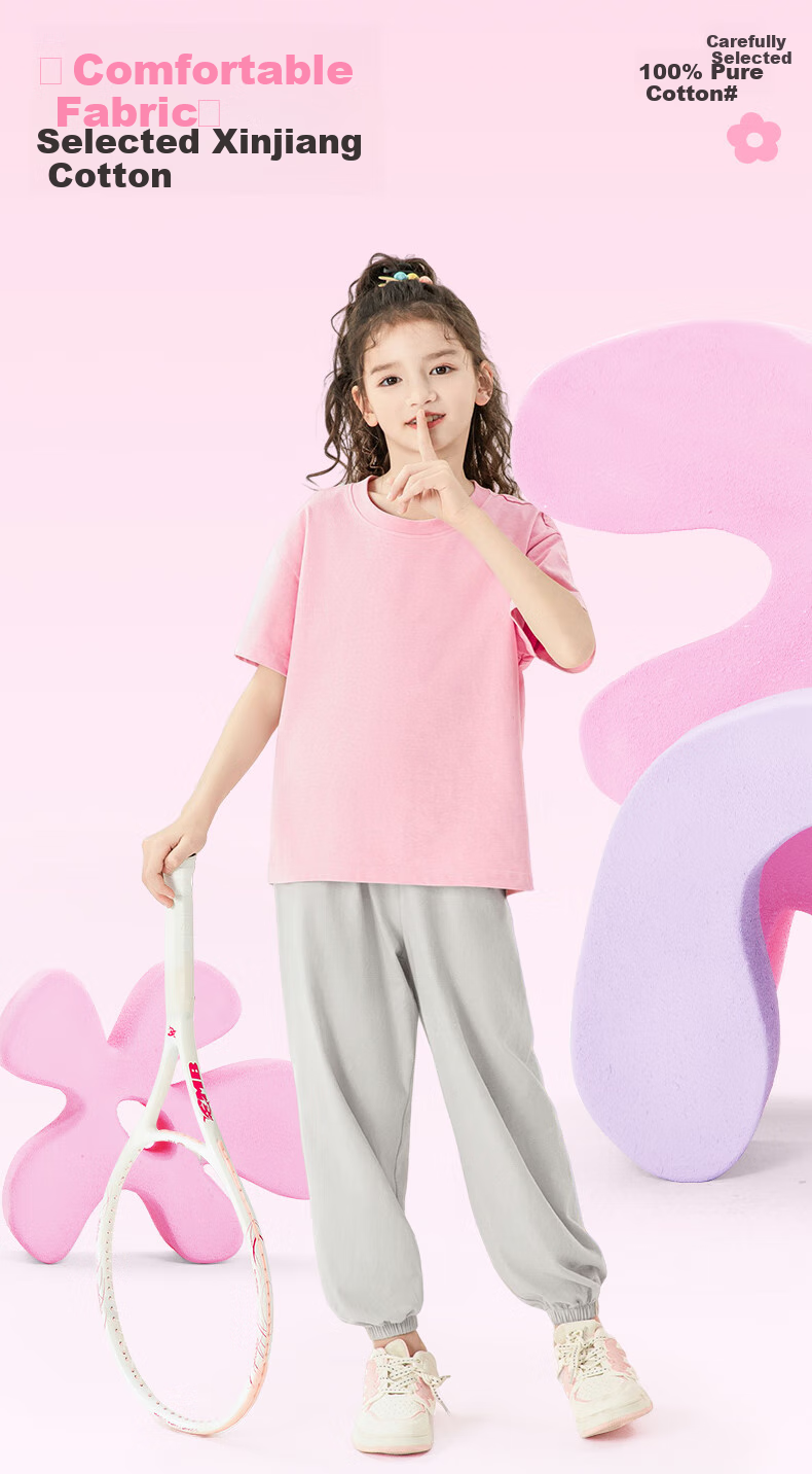 MY LITTLE PONY Girls' Summer Set, Children's Pure Cotton Short-Sleeve Shorts Two-Piece Suit, Fashionable Summer Outfit for Girls, White + Pink, Size 150 4