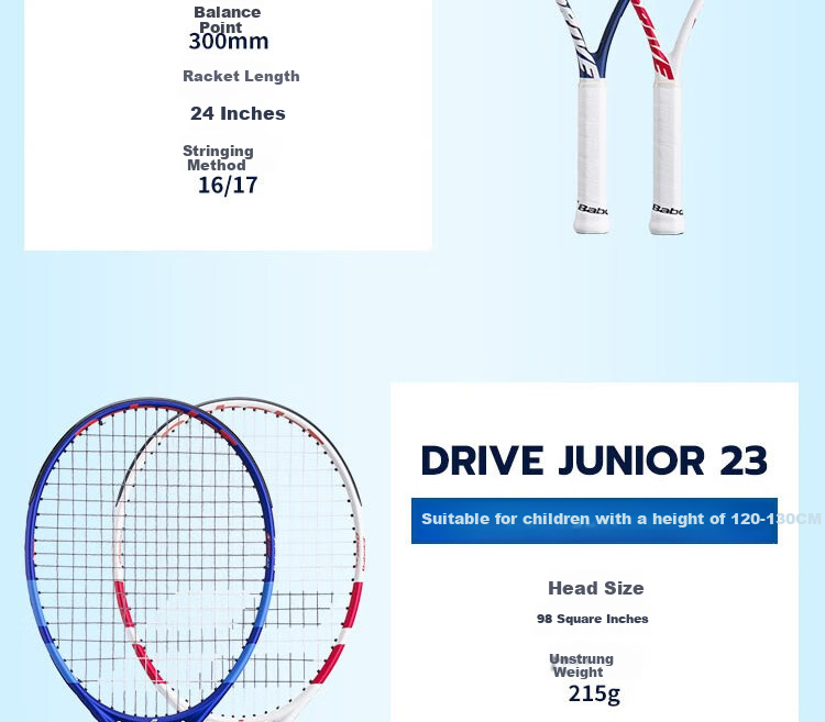 Babolat DRIVE JR Series New Children's And Youth Advanced Beginner All-In Tennis Racket, Baobao Li 8