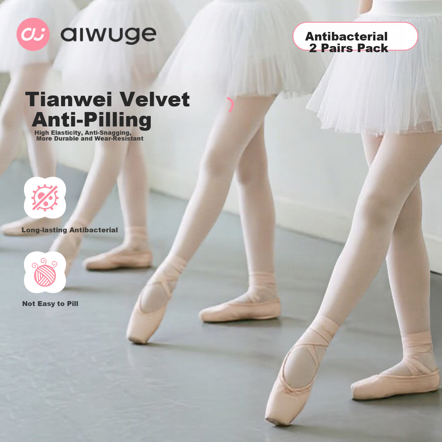 Aiwuge Children's Dance Tights Spring And Summer 10A Antibacterial Pantyhose Girls Ballet Practice Stockings, White, Size M