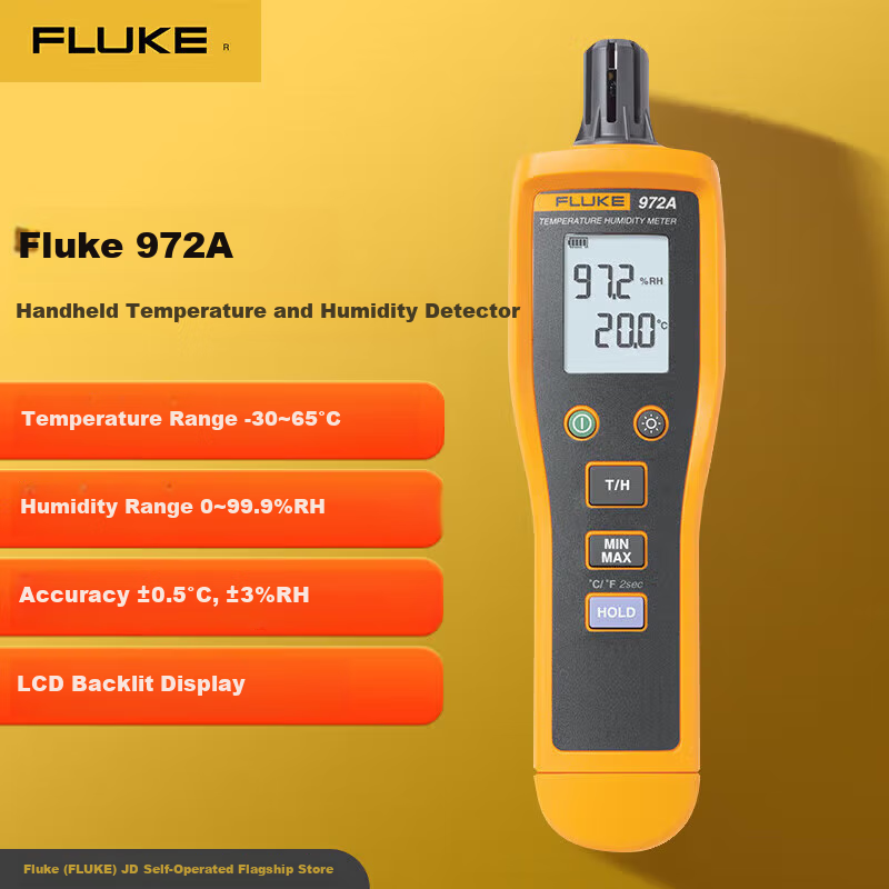 FLUKE 972A Handheld Temperature And Humidity Meter with Built-In Probe, High-Precision Temperature Gauge, Humidity Meter