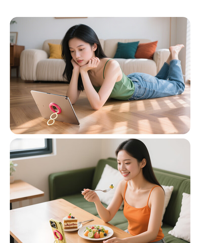 Shengwei [IP Color Clash] Double Ring Magnetic Phone Stand with Double-Sided Ring Holder, Magsafe Back Sticker, Universal 360-Degree Rotation, Suitable for Car Use, Compatible with Apple IPhone 17 Pro Max And Huawei 3