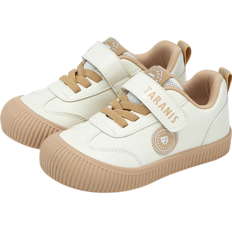 TARANIS Kids Indoor Shoes Kindergarten Spring Boys Girls Non-slip Soft Sole Outdoor Children's Sneakers White/Beige Size 30