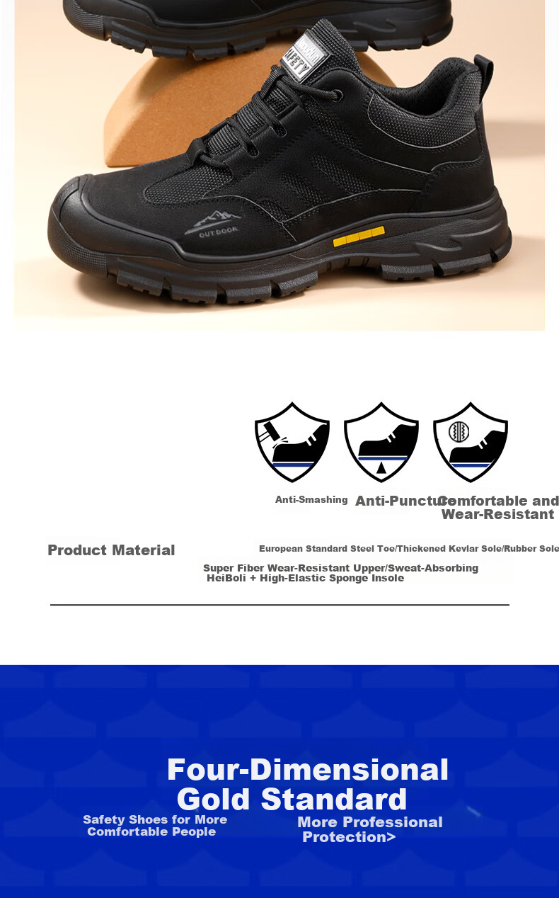 Lanoudun Men's Safety Shoes, Lightweight And Comfortable, New Style with Steel Toe Cap, Puncture-Resistant Soft Sole, Work Boots D253LBK Size 41 3