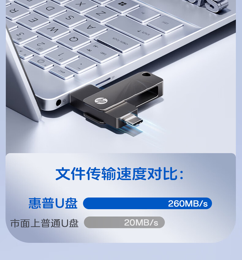 HP 64GB Type-C USB3.2 Dual-Interface Metal Rotating Flash Drive 762C, Read Speed up to 260MB/s, Gold-Grade SSD Flash Drive, Compatible with Phones And Computers 2