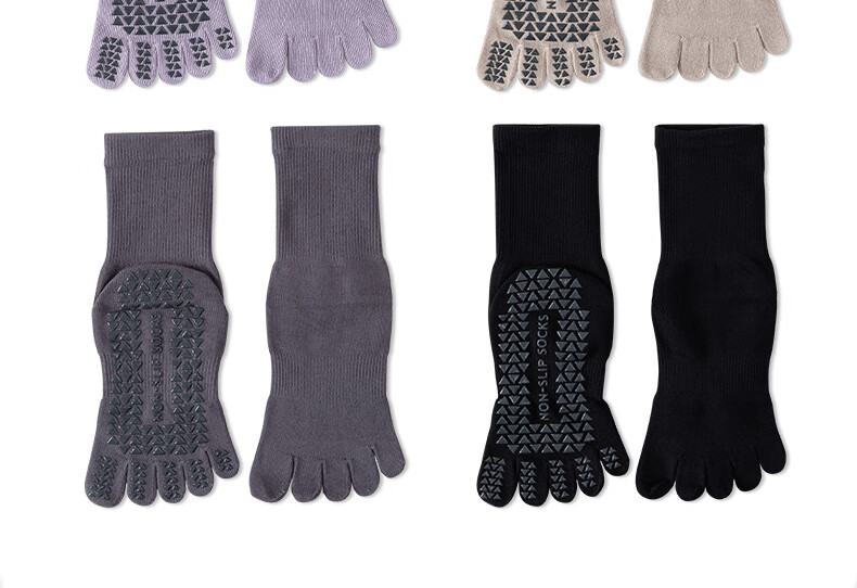 Ziyouxi Women's Yoga Socks 2 Pairs Mid-Calf Non-Slip Pilates Five-Toe Sports Dance Fitness Summer 4