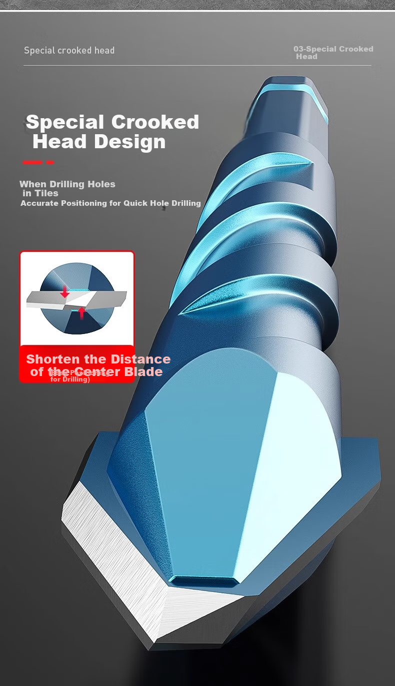 HUHAO Ultra-Hard Ceramic Angled Eccentric Drill Bit, Alloy Triangular Drill Adapter, All-Ceramic Tile Drilling Special Drill Bit, 6mm 9