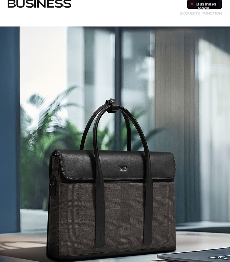 BVP Men's Briefcase, Business Casual Handbag, Fashionable Horizontal Style Men's Bag, Large Capacity Laptop Bag, Birthday Gift 15