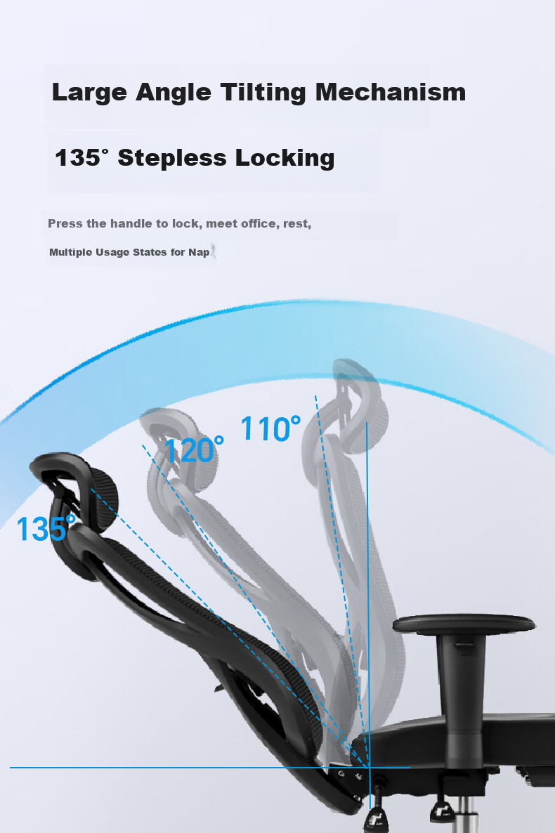 Deli KF221-J Ergonomic Chair, Height Adjustable Armrest Office Computer Chair, Alloy Feet with Footrest, Premium Versio 15